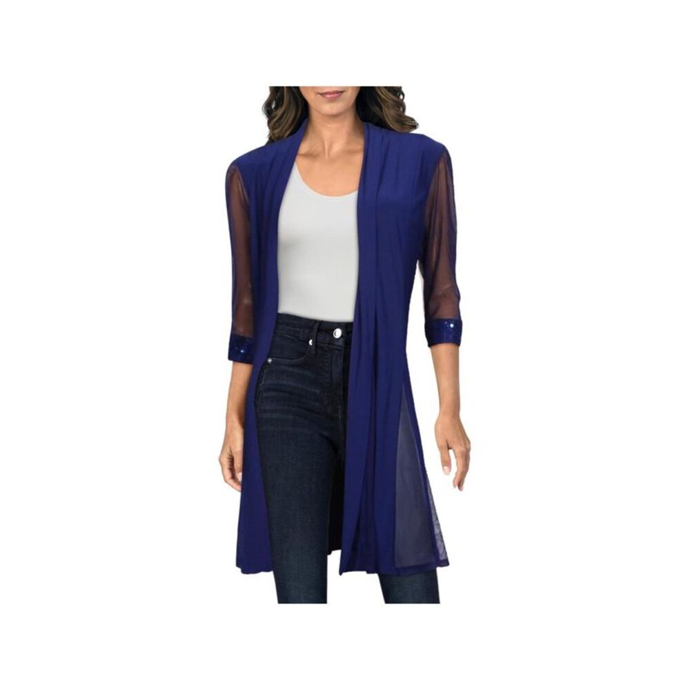 R&M RICHARDS WOMAN Womens Blue 3/4 Sleeve Open Front Cardigan Plus 22W